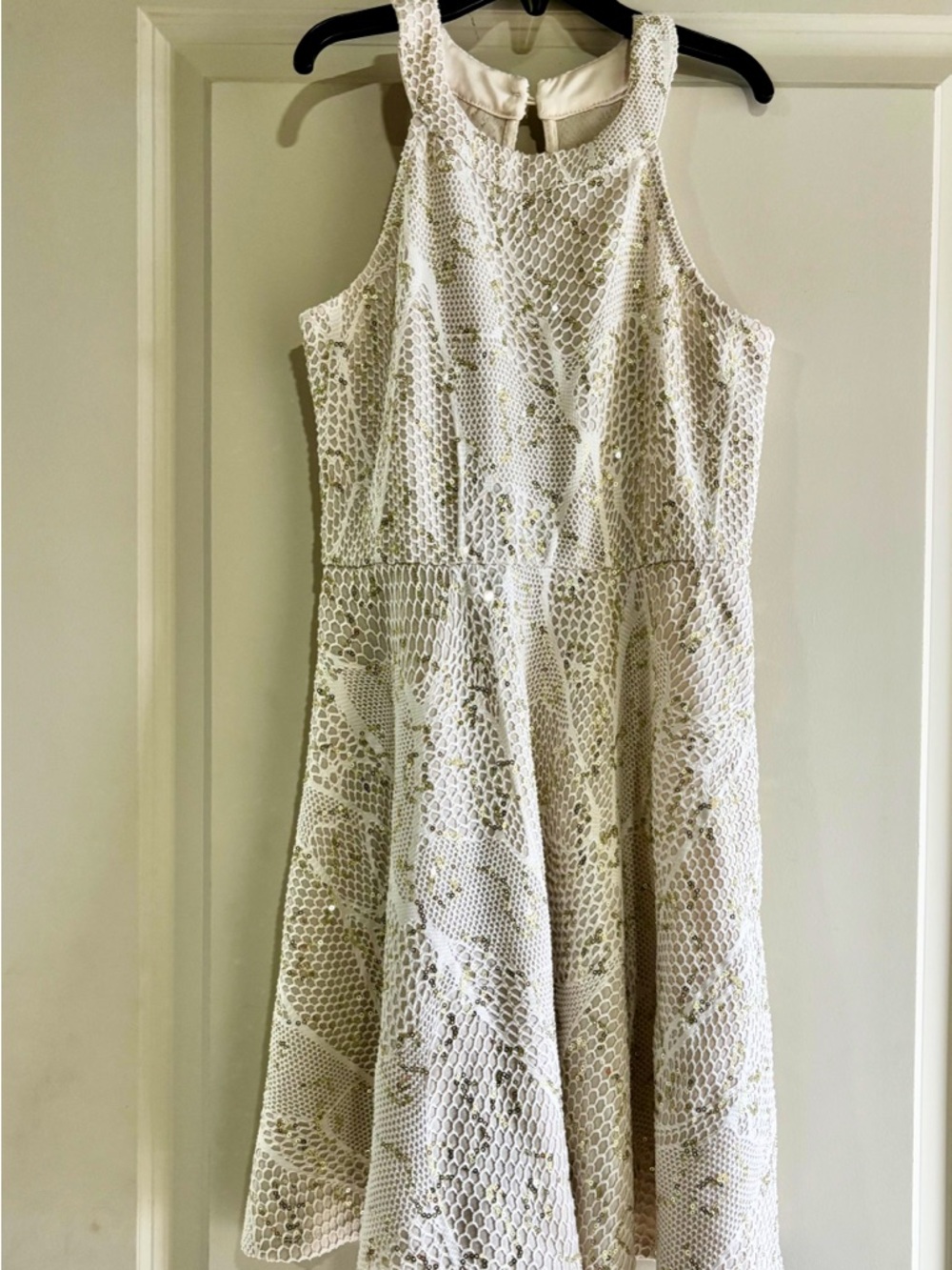 Wish White Crochet Midi Dress with Halter Neck